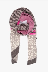 Animal Print Scarf - Grey & Pink